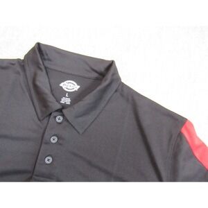 Dickies Mens Performance Polo Shirt Black Red Colorblock LS424BKER Size L NWT